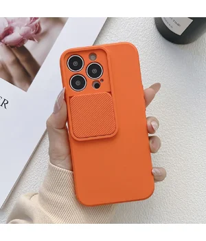 Силиконовый чехол "Vertical Lens Protection" для iPhone 13 Pro Max Оранжевый