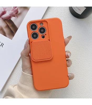 Силіконовий чохол "Vertical Lens Protection" для iPhone 13 Pro Max Помаранчевий