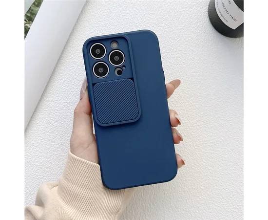 Силіконовий чохол "Vertical Lens Protection" для iPhone 13 Pro Синій