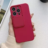 Силіконовий чохол "Vertical Lens Protection" для iPhone 13 Pro Max Камелія-червоний