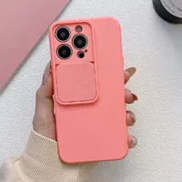 Силиконовый чехол "Vertical Lens Protection" для iPhone 14 Pro Розово-оранжевый