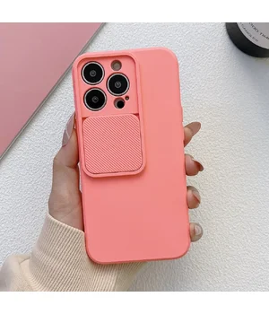 Силіконовий чохол "Vertical Lens Protection" для iPhone 13 Pro Max Рожево-помаранчевий