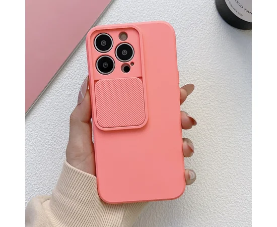 Силиконовый чехол "Vertical Lens Protection" для iPhone 14 Pro Розово-оранжевый