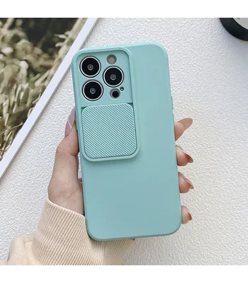 Силіконовий чохол "Vertical Lens Protection" для iPhone 13 Pro Бірюзовий