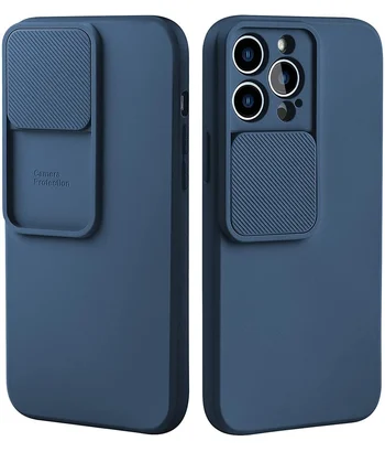 Силиконовый чехол "Vertical Lens Protection" для iPhone 13 Pro Max Синий