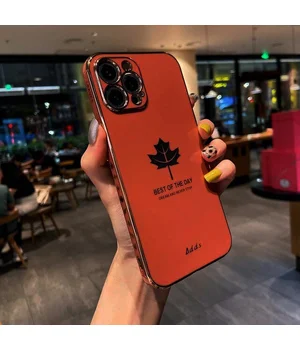 Силиконовый чехол "Plating Maple" для iPhone 14 Pro Max Crimson Red