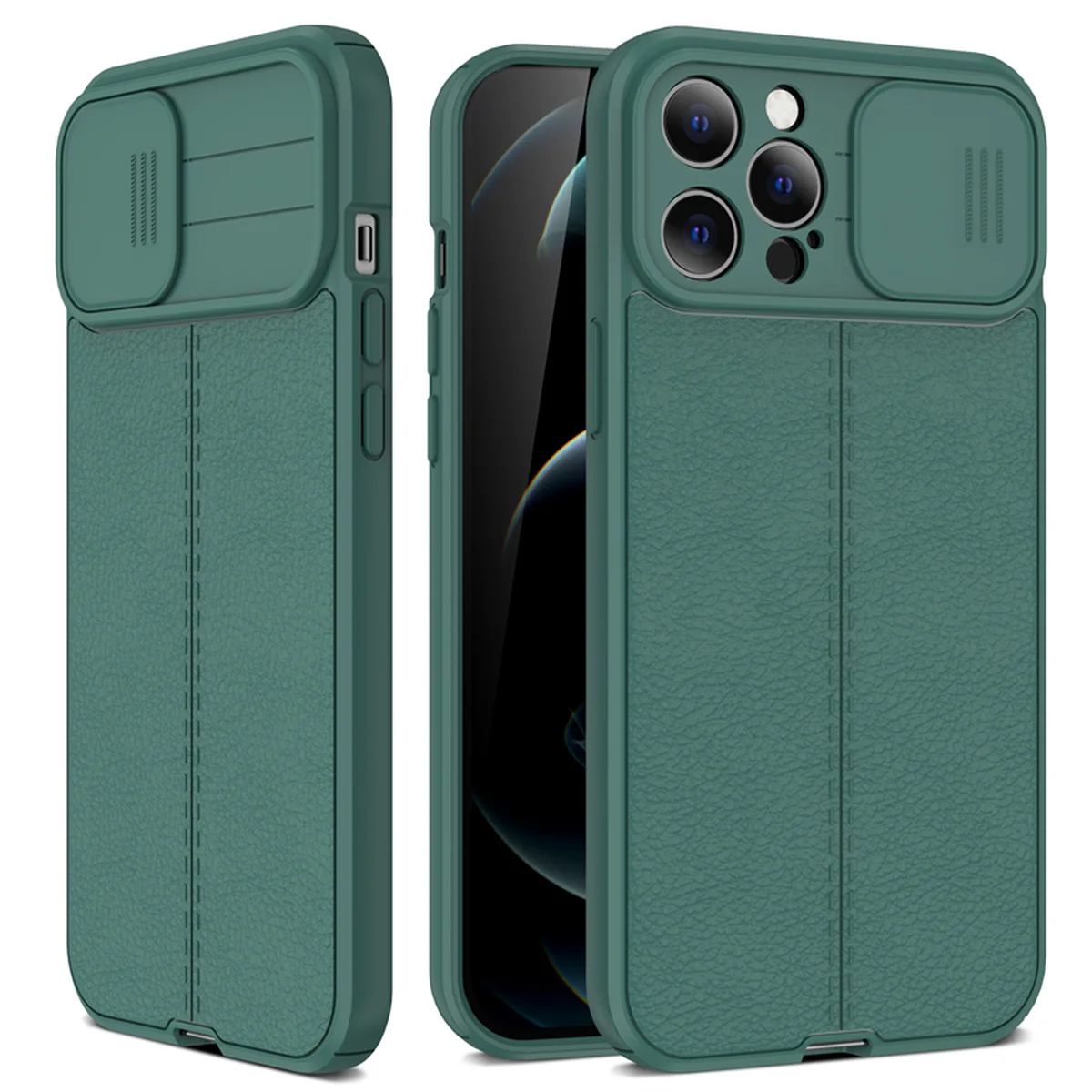 Силиконовый чехол "Camshield" со шторкой для iPhone 13 Pro Зеленый