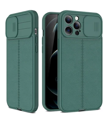 Силіконовий чохол "Camshield" зі шторкою для iPhone 14 Pro Зелений