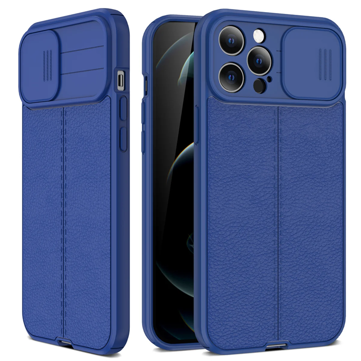 Силиконовый чехол "Camshield" со шторкой для iPhone 14 Pro Max Синий