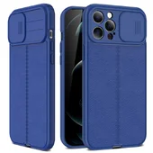 Силиконовый чехол "Camshield" со шторкой для iPhone 12 Pro Max Синий