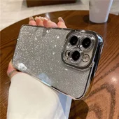 Силиконовый чехол "Shining Plating" для iPhone 13 Pro Max Серебряный