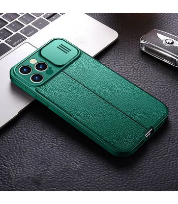 Силіконовий чохол "Camshield" зі шторкою для iPhone 14 Pro Зелений