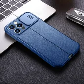 Силиконовый чехол "Camshield" синий со шторкой для iPhone 12 Pro
