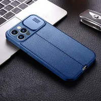 Силиконовый чехол "Camshield" со шторкой для iPhone 14 Pro Max Синий