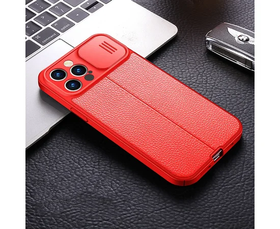 Силиконовый чехол "Camshield" со шторкой для iPhone 12 Pro Max Красный