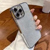 Силиконовый чехол "Shining Plating" для iPhone 13 Pro Max Серебряный
