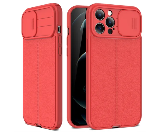 Силіконовий чохол "Camshield" зі шторкою для iPhone 12 Pro Max Червоний