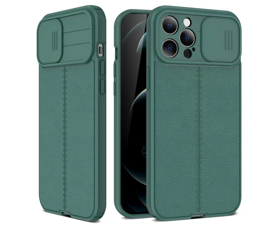Силиконовый чехол "Camshield" со шторкой для iPhone 14 Pro Зеленый