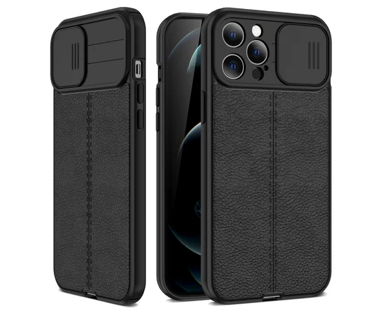 Силіконовий чохол "Camshield" чорний зі шторкою для iPhone 12 Pro