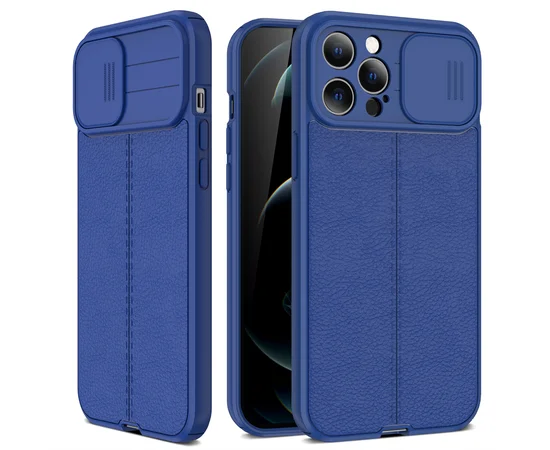 Силіконовий чохол "Camshield" синій із шторкою для iPhone 12 Pro