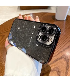 Силиконовый чехол "Shining Plating" для iPhone 15 Pro Max Черный