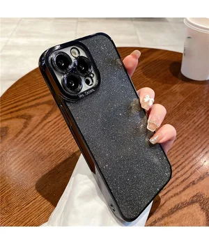 Силиконовый чехол "Shining Plating" для iPhone 15 Pro Max Черный
