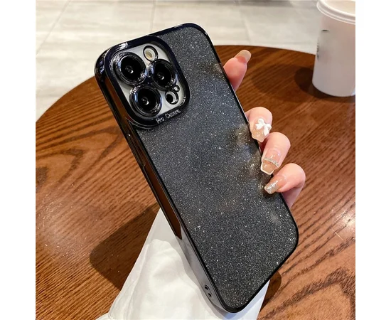 Силиконовый чехол "Shining Plating" для iPhone 15 Pro Max Черный