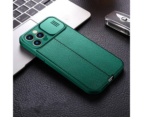 Силиконовый чехол "Camshield" со шторкой для iPhone 14 Pro Зеленый