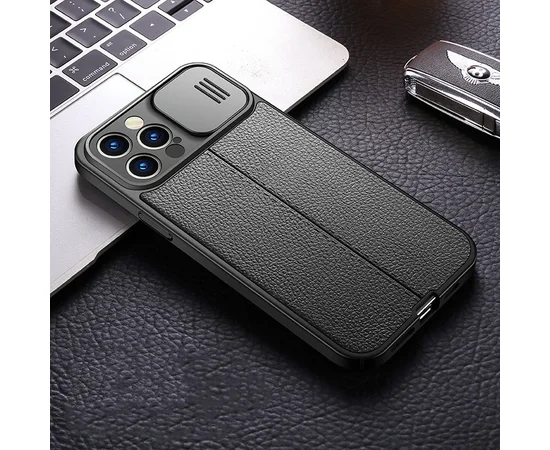 Силіконовий чохол "Camshield" чорний зі шторкою для iPhone 12 Pro