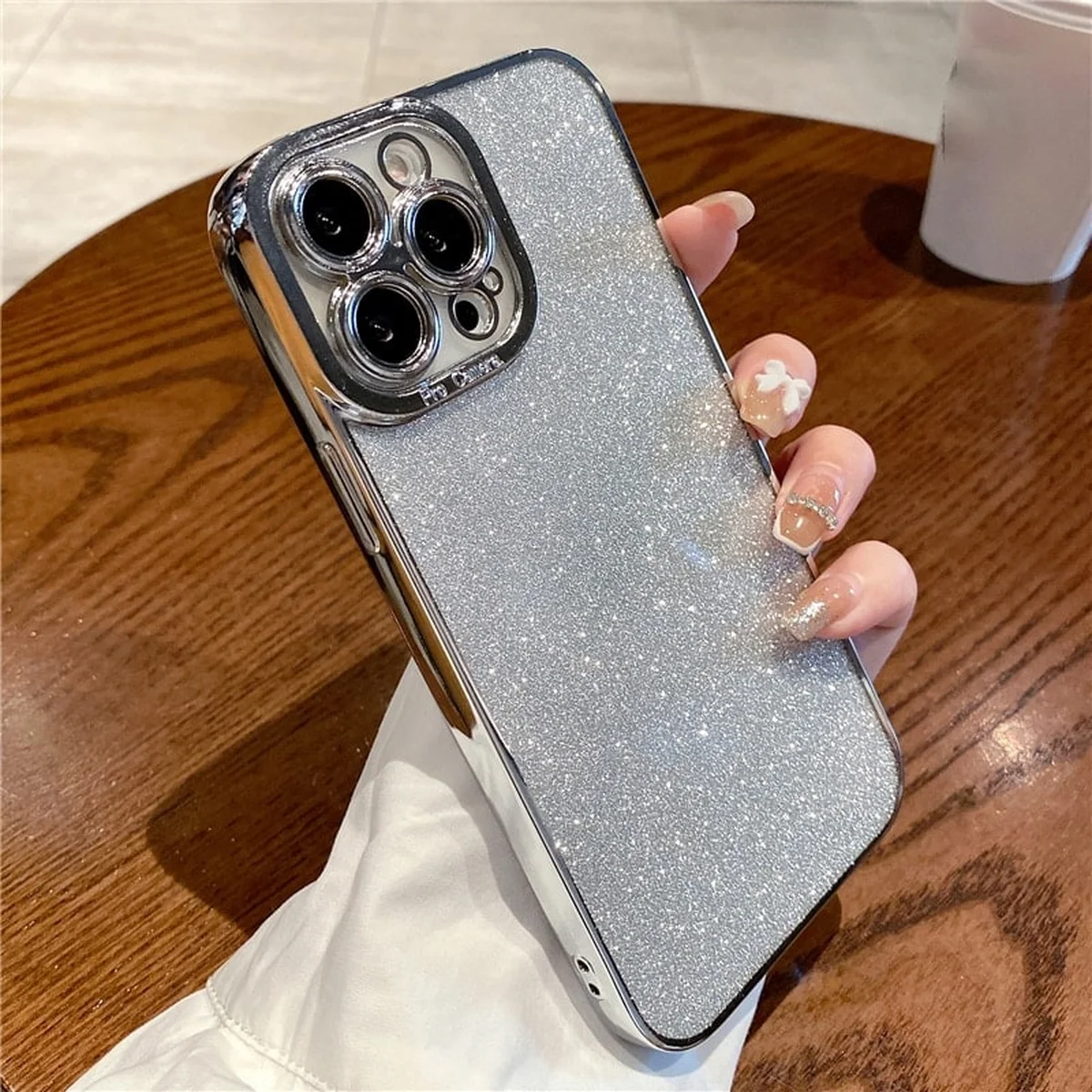 Силиконовый чехол "Shining Plating" для iPhone 15 Pro Max Серебряный