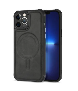 Силіконовий чохол "Leather Magnetic" with MagSafe для Apple iPhone 12 Pro Max Чорний