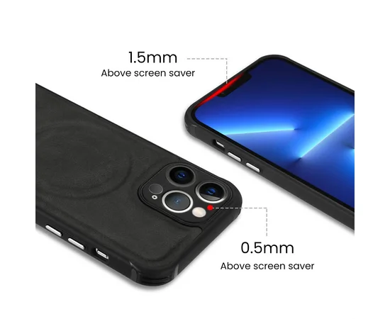 Силіконовий чохол "Leather Magnetic" with MagSafe для Apple iPhone 12 Pro Max Чорний