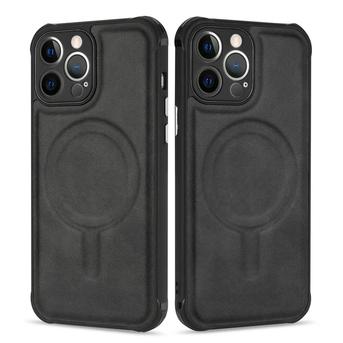 Силиконовый чехол "Leather Magnetic" with MagSafe для Apple iPhone 14 Pro Черный