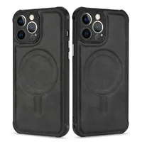 Силиконовый чехол "Leather Magnetic" with MagSafe для Apple iPhone 14 Pro Черный