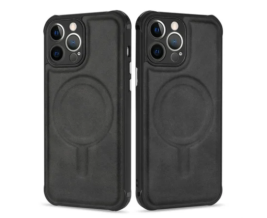 Силіконовий чохол "Leather Magnetic" with MagSafe для Apple iPhone 12 Pro Max Чорний