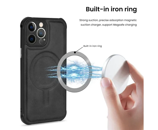 Силіконовий чохол "Leather Magnetic" with MagSafe для Apple iPhone 12 Pro Max Чорний