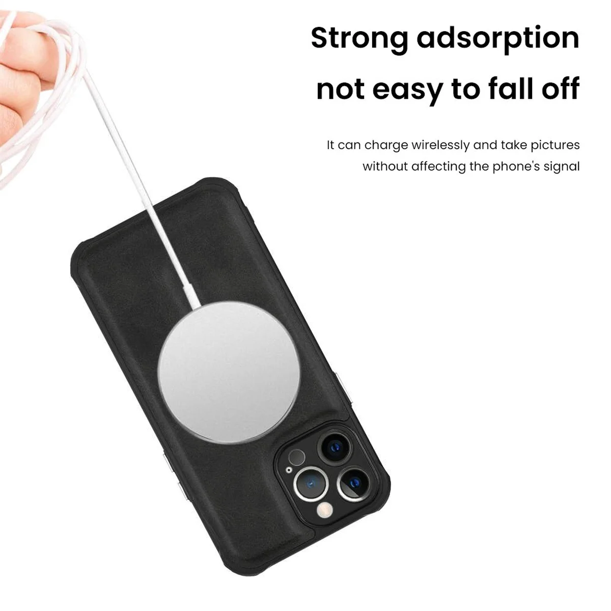 Силиконовый чехол "Leather Magnetic" with MagSafe для Apple iPhone 12 Pro Max Черный