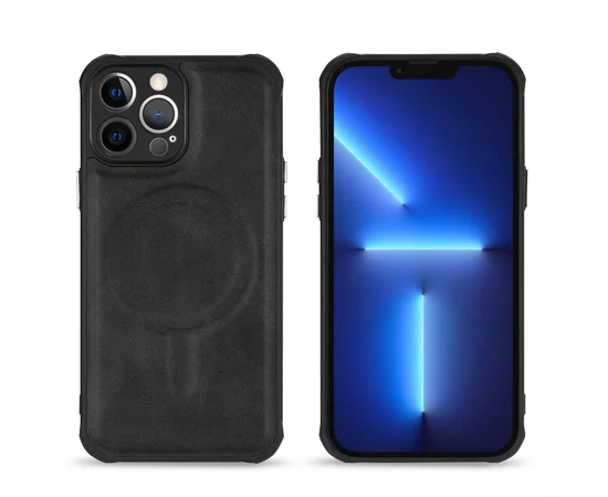 Силіконовий чохол "Leather Magnetic" with MagSafe для Apple iPhone 12 Pro Max Чорний