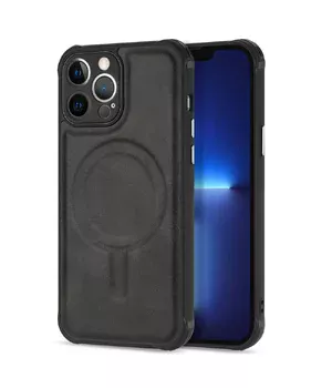 Силіконовий чохол "Leather Magnetic" with MagSafe для Apple iPhone 14 Pro Чорний