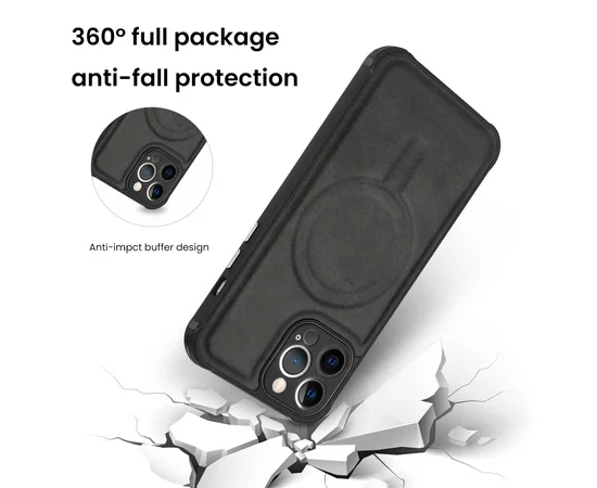 Силиконовый чехол "Leather Magnetic" with MagSafe для Apple iPhone 13 Pro Max Черный