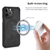 Силиконовый чехол "Leather Magnetic" with MagSafe для Apple iPhone 13 Pro Черный