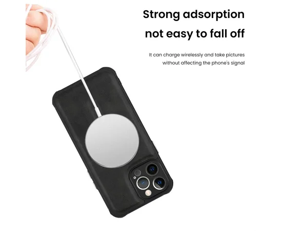 Силиконовый чехол "Leather Magnetic" with MagSafe для Apple iPhone 13 Pro Max Черный