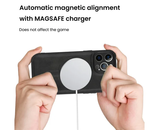 Силиконовый чехол "Leather Magnetic" with MagSafe для Apple iPhone 13 Pro Max Черный