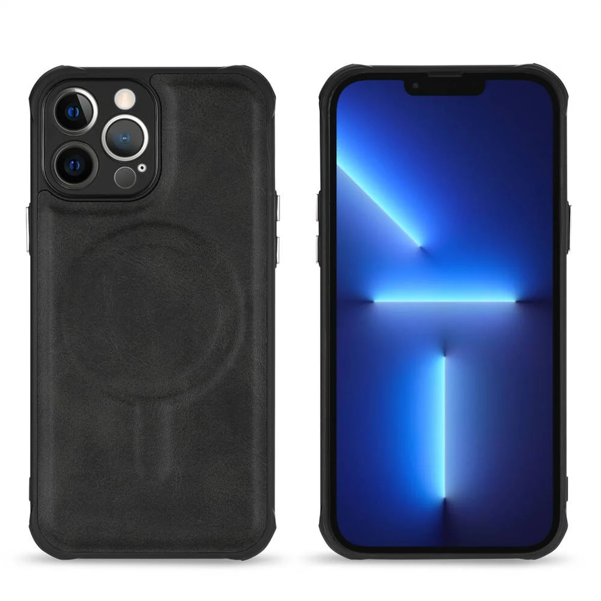 Силиконовый чехол "Leather Magnetic" with MagSafe для Apple iPhone 13 Pro Черный