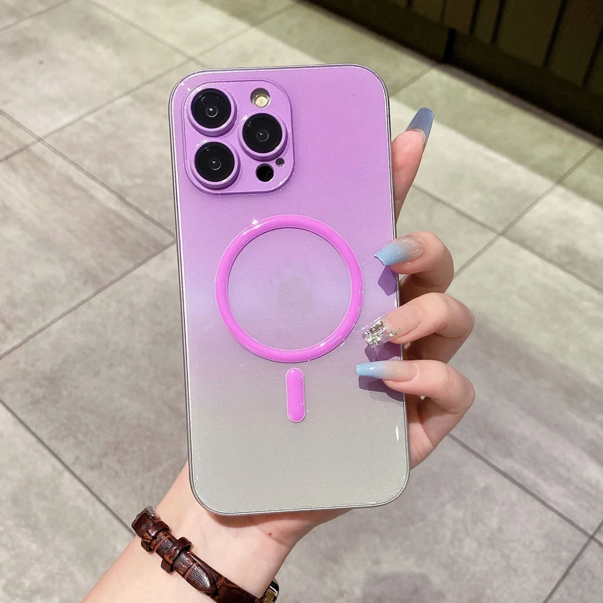 Силіконовий чохол "Gradient Luminous" with MagSafe для Apple iPhone 15 Pro Max Фіолетовий
