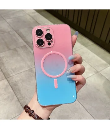 Силіконовий чохол "Gradient Luminous" with MagSafe для Apple iPhone 13 Pro Max Рожевий