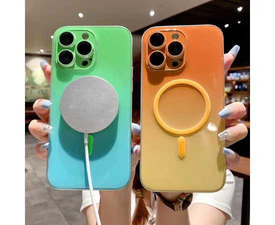 Силіконовий чохол "Gradient Luminous" with MagSafe для Apple iPhone 11 Pro Max Рожевий