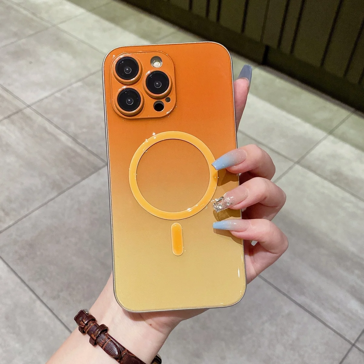 Силиконовый чехол "Gradient Luminous" with MagSafe для Apple iPhone 14 Pro Max Оранжевый