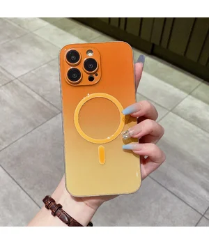 Силиконовый чехол "Gradient Luminous" with MagSafe для Apple iPhone 15 Pro Оранжевый