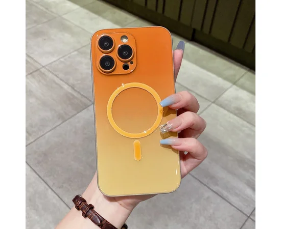Силиконовый чехол "Gradient Luminous" with MagSafe для Apple iPhone 15 Pro Max Оранжевый